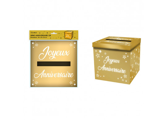 Tirelire joyeux anniversaire métallisé or