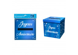 Tirelire joyeux anniversaire métallisé turquoise