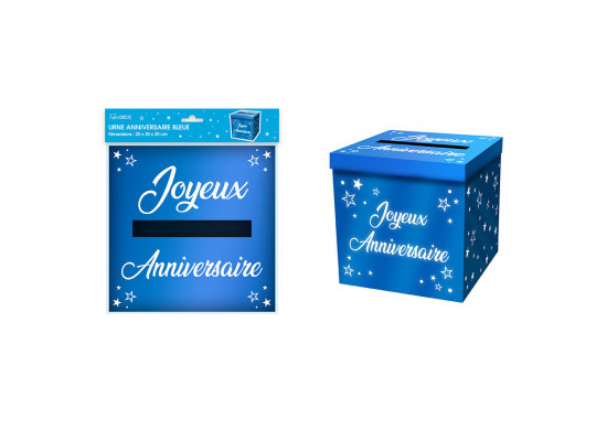 Tirelire joyeux anniversaire métallisé turquoise