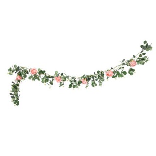 Guirlande eucalyptus et rose rose 1,8m