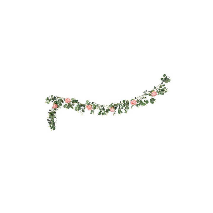Guirlande eucalyptus et rose rose 1,8m