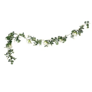 Guirlande eucalyptus et rose blanche 1,8m