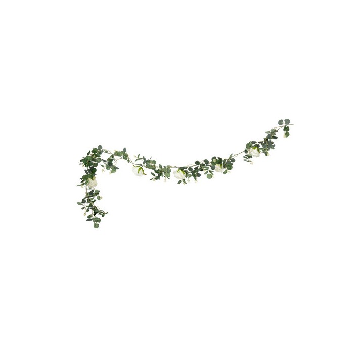 Guirlande eucalyptus et rose blanche 1,8m