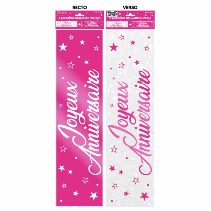 Bannière joyeux anniversaire fuschia