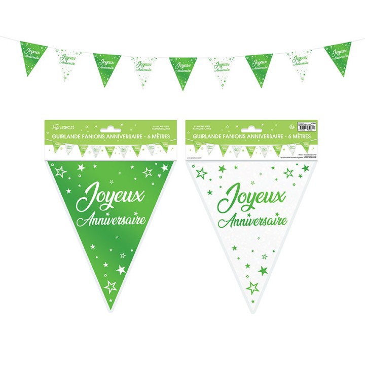 Guirlande fanion joyeux anniversaire vert