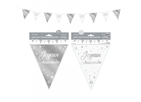 Chemin de table anniversaire étoile blanc argent 5 m