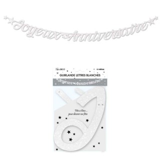 Guirlande lettre joyeux anniversaire blanc