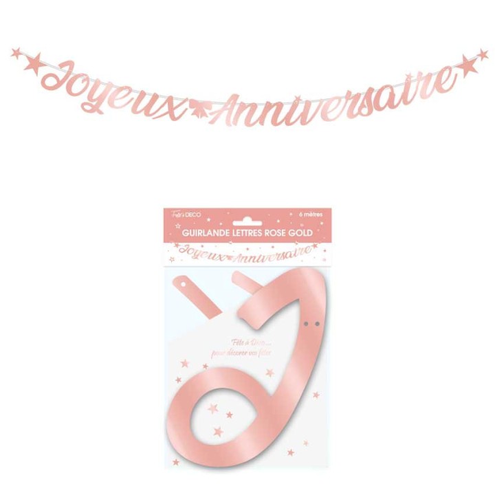 Guirlande lettre joyeux anniversaire cuivre