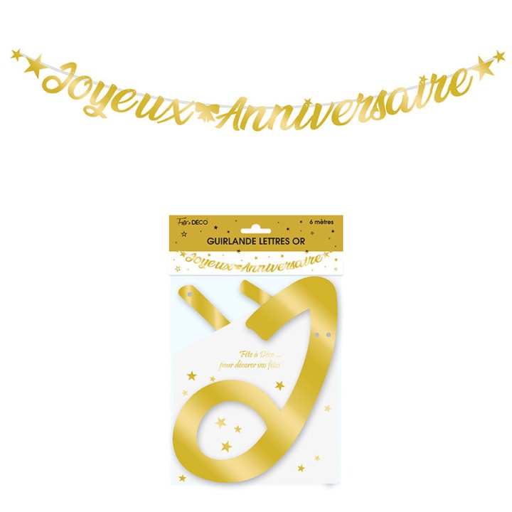 Guirlande lettre joyeux anniversaire or