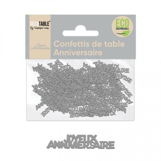 Décoration de table - Confettis de table Joyeux anniversaire  gris
