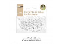 Confettis de table joyeux anniversaire blanc