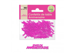 Confettis de table joyeux anniversaire fuchsia