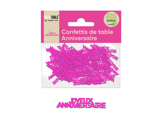 Confettis de table joyeux anniversaire fuchsia