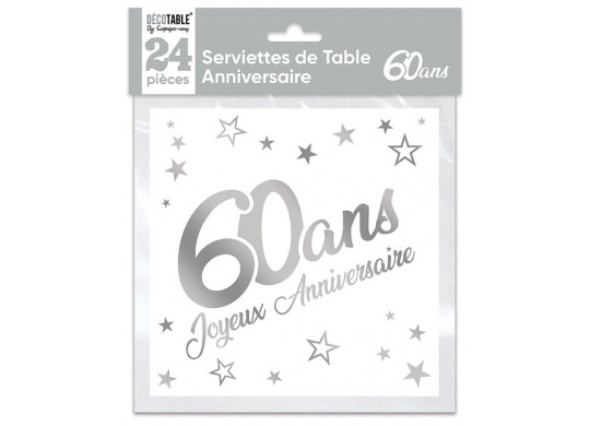 Serviettes papier 60 ans - La table - articles de fête