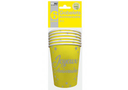 Gobelets carton joyeux anniversaire jaune