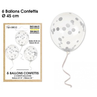 Ballons confettis argent x6