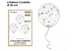Ballons confettis argent x6