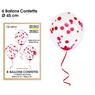 Ballons confettis rouge x6