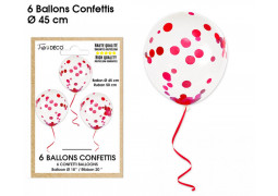 Ballons confettis rouge x6