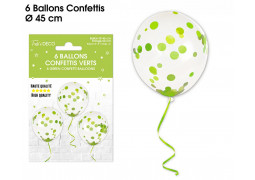 Ballons confettis vert x6