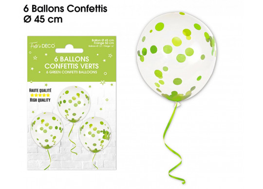Ballons confettis vert x6