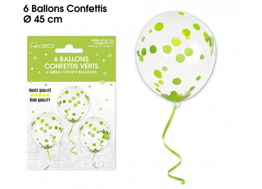 Ballons confettis vert x6 - Article de fête