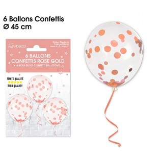 Ballons confettis rose gold x6