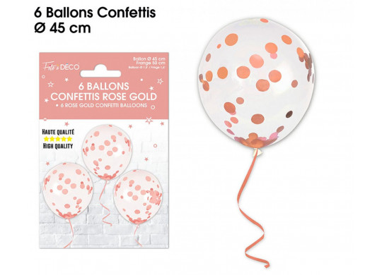 Ballons confettis rose gold x6