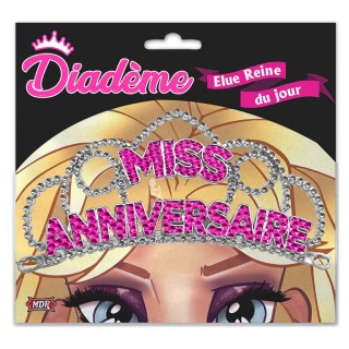 Diadème miss anniversaire fuschia