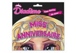 Diadème miss anniversaire fuschia