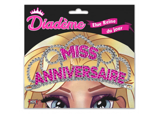 Diadème miss anniversaire fuschia