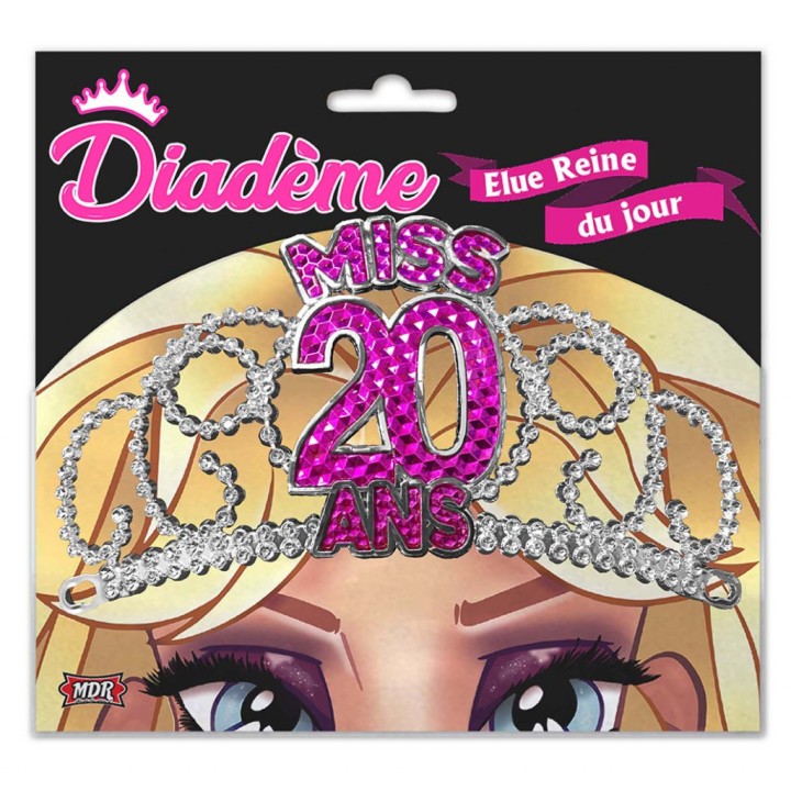 Diadème miss 20 ans fuschia