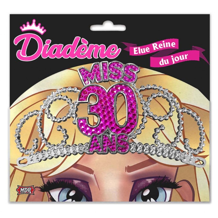 Diadème miss 30 ans fuschia