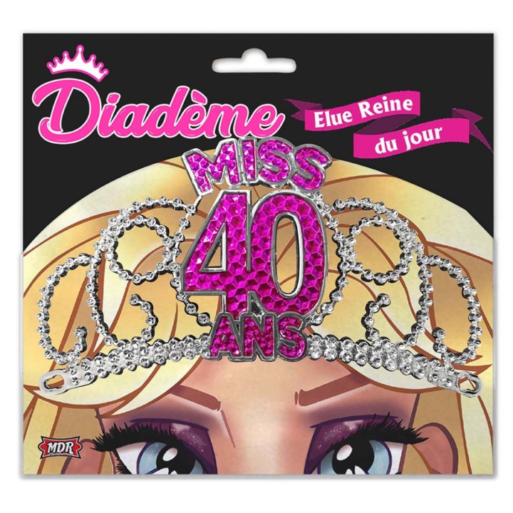 Diadème miss 40 ans fuschia