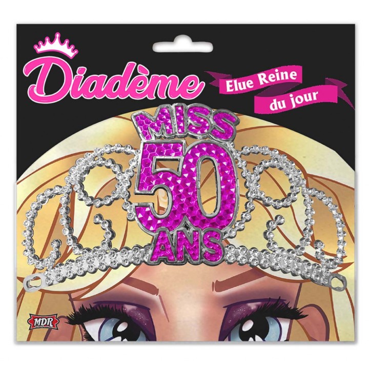 Diadème miss 50 ans fuschia