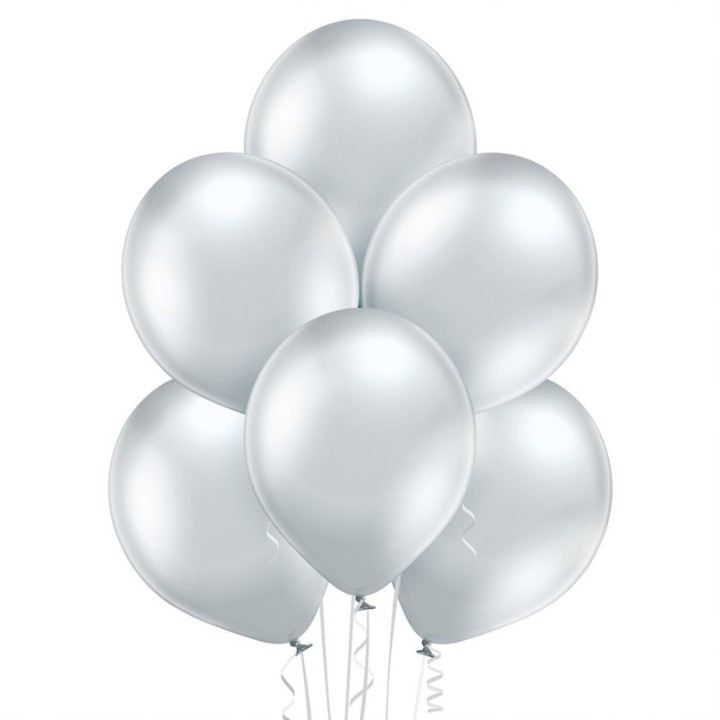 Ballon uni 30 cm glossy argent x 8