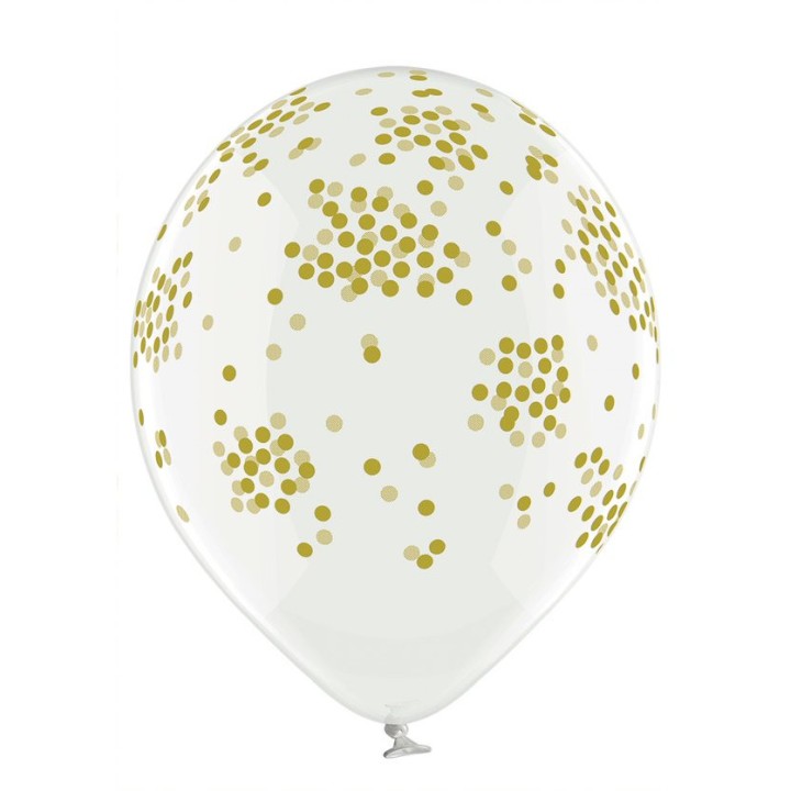 Ballon transparent confettis or x 6