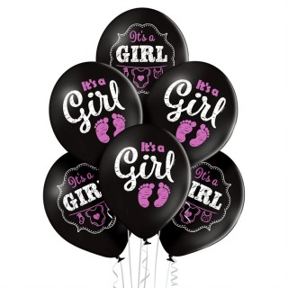 Ballon noir "it's a girl" rose x 6