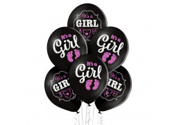 Ballon noir "it's a girl" rose x 6