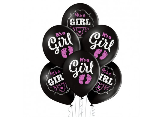 Ballon noir "it's a girl" rose x 6