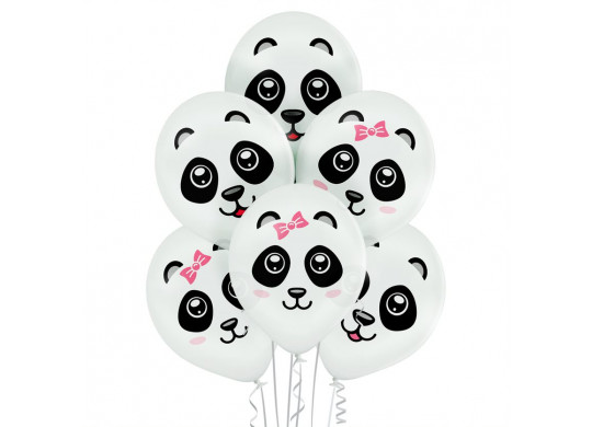 Ballon blanc pandas x 6