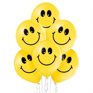 Ballon jaune smiley x 6- Article de fête