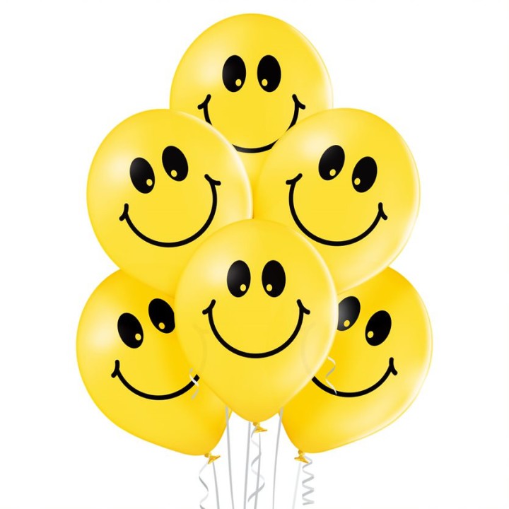Ballon jaune smiley x 6- Article de fête