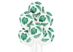 Ballon blanc feuilles tropicales x 6