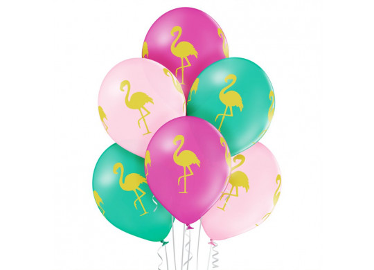 Ballon rose et vert flamant rose x 6