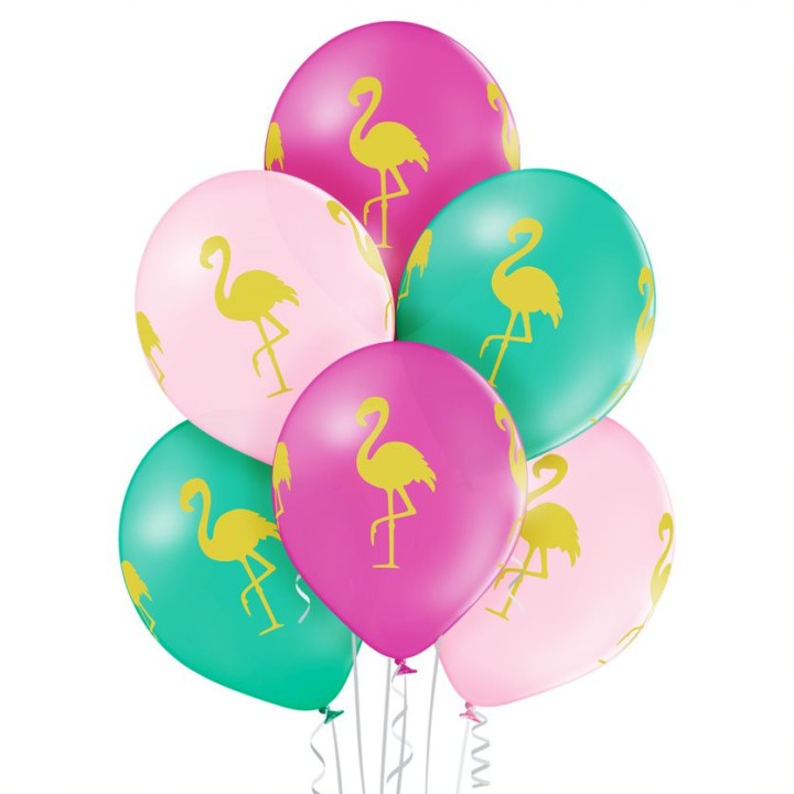 Ballon rose et vert flamant rose x 6