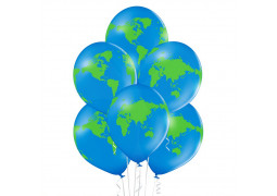 Ballon globe bleu et vert x 6