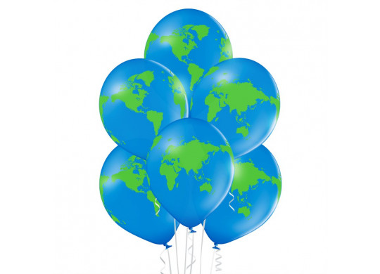 Ballon globe bleu et vert x 6