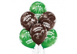 Ballon marron et vert dino x 6