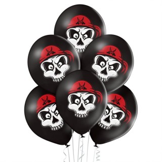 Ballon noir pirate bandana rouge x 6